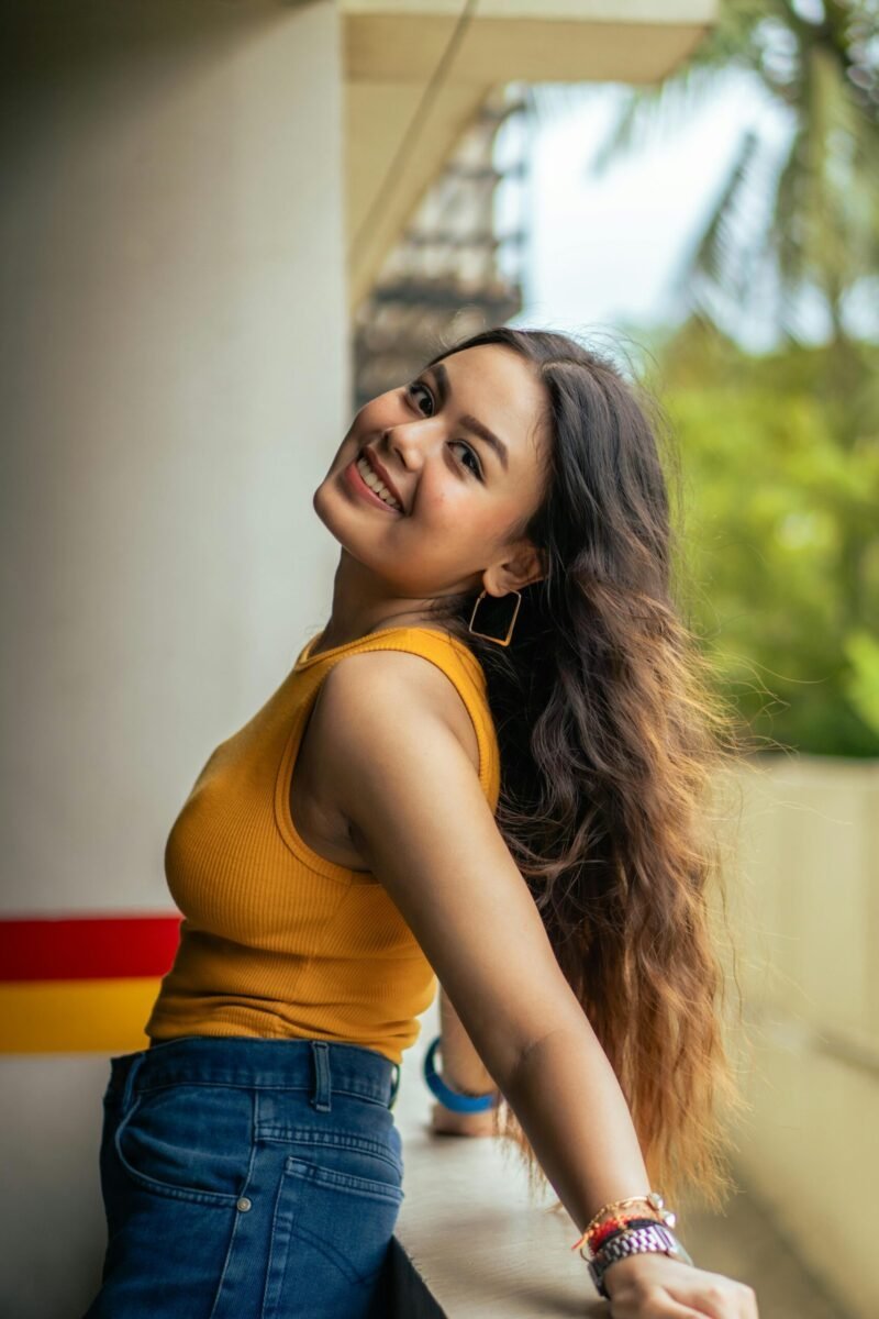 Portrait of a girl smiling and happy